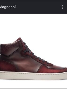 Magnanni Men's Burgundy Leather and Suede High-Top Sneaker